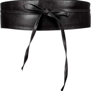 Women PU Leather Wide Waistband Obi Belt Retro Wrap Dress Accessory